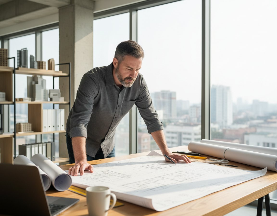 Professional reviewing plans